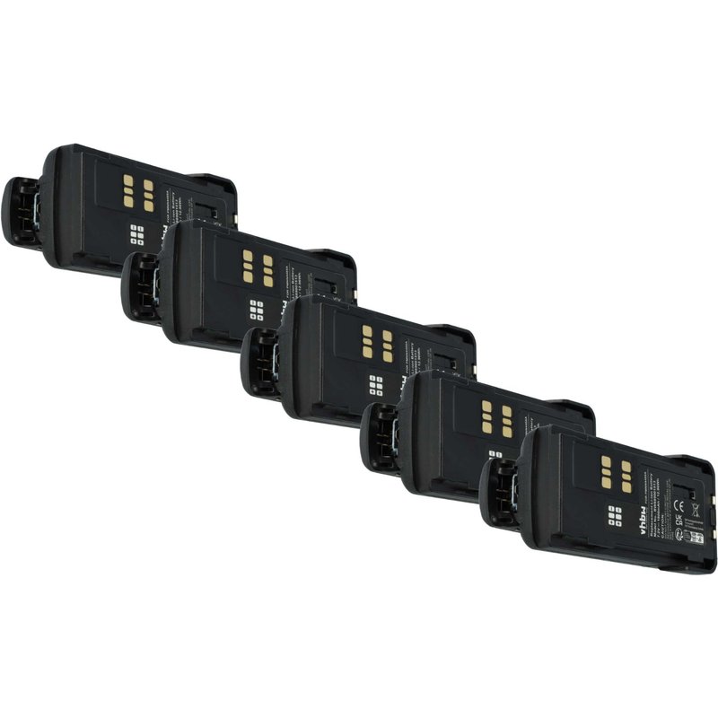 vhbw 5x Batteries compatible avec Motorola XiR P8660, P6620, P6600, P8620, P8600 radio talkie-walkie (1800mAh, 7,4V, Li-ion) - avec clip de ceinture