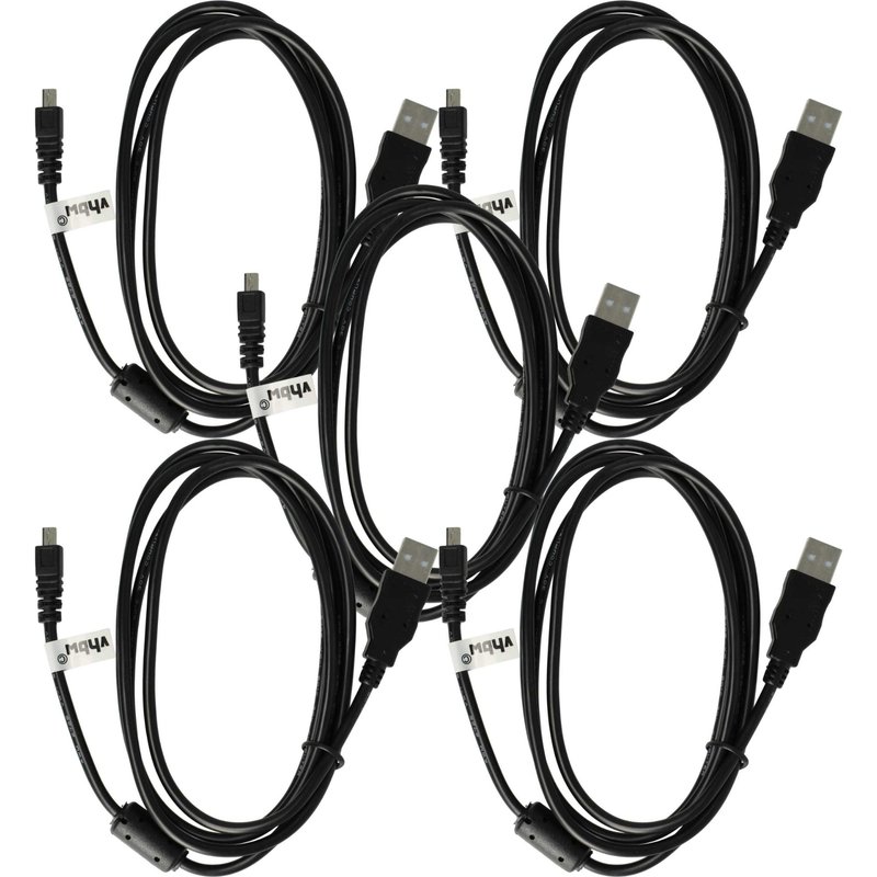 vhbw 5x câble USB de données appareil photo (standard USB type A vers appareil photo) compatible avec Panasonic Lumix DMC-TZ37, DMC-TZ36
