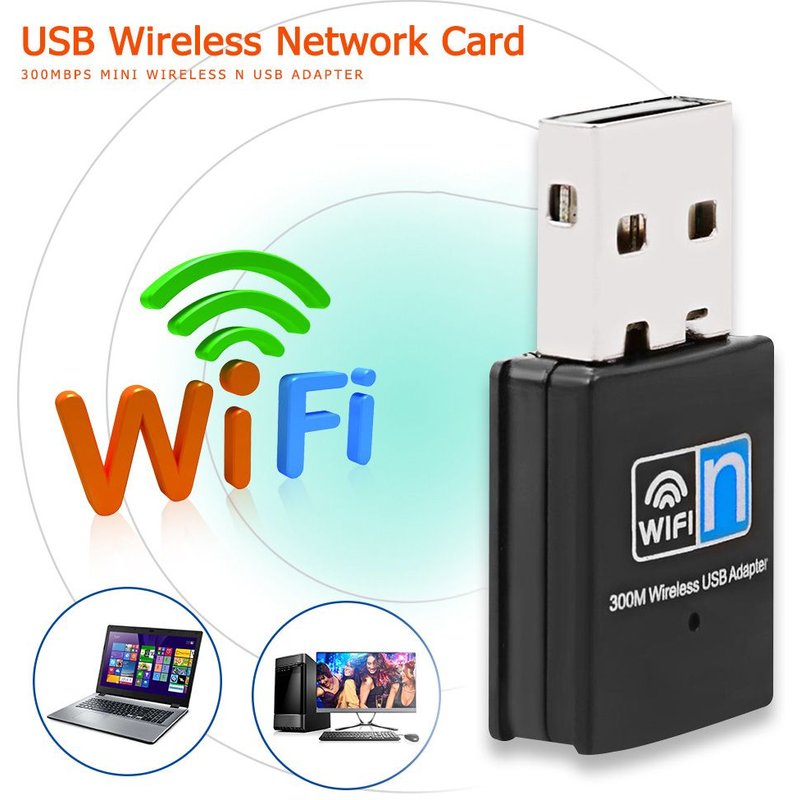 Adaptateur WiFi USB 300 2.4 Mbps 2.0 GHz Dongle WiFi 802.11 n/g/b carte réseau sans fil pour ordinateur portable et de bureau