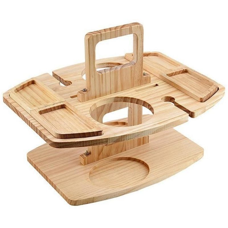 Table De Pique-Nique En Bois O1k8, Plateau Intégré De Fruits Et Vin, Accessoires De Camping En Plein Air Pour La Vaisselle, Loisirs O1k8