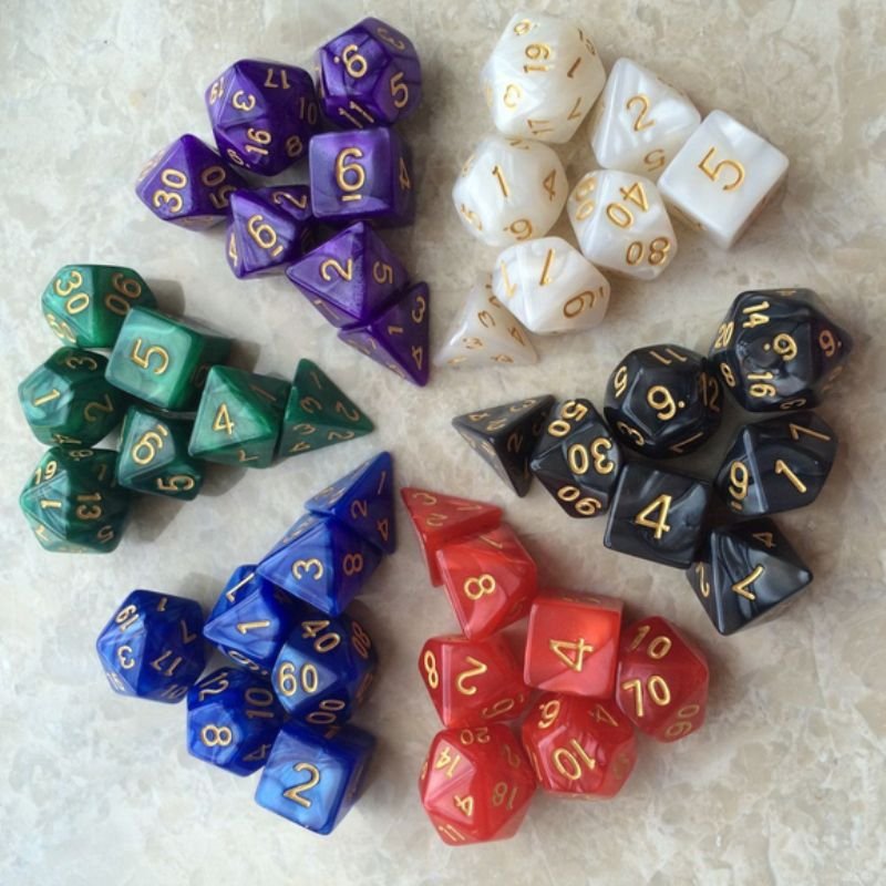 Ensemble De Dés Polyhedron D & D Avec Effet Marbré, Jeu De Dés Clairs Pour Jeu De Société, 7 Pièces, D4 D6 D8 D10 D10 % D12 D20