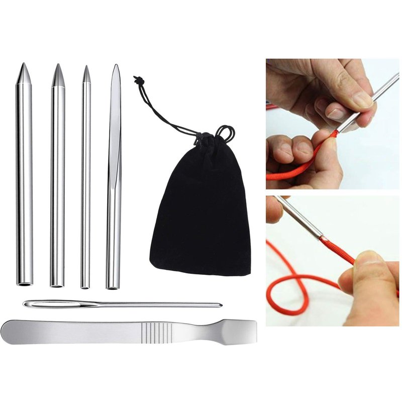 Ensemble De Couture Paracorde En Acier Inoxydable, Aiguilles De Laçage, Outil De Lissage Avec Sac En Velours Pour Bracelet À Lacets