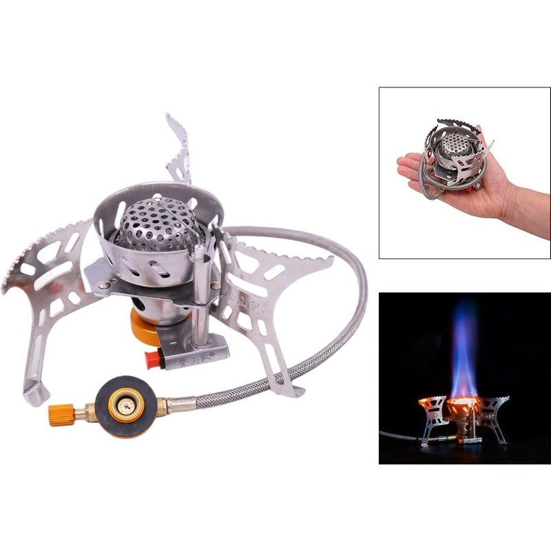 Brûleur À Gaz D'Extérieur, Poêle De Camping Coupe-Vent, Cylindre À Propane, Batterie De Cuisine Avec 3 Fours, Têtes Pour Barbecue, Pique-Nique, Sac À Dos