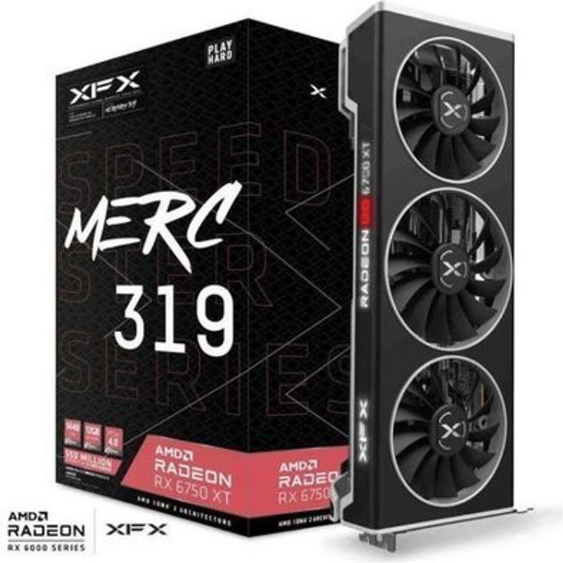 XFX Speedster MERC 319 Radeon RX 6750 XT Black Gaming, Radeon RX 6750 XT, 12GB GDDR6, PCI-Express (RX-675XYTBDP)