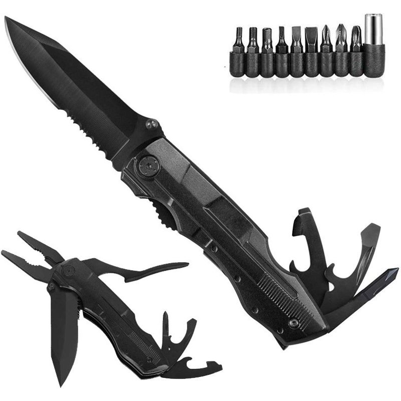 Couteau De Poche Tactique Multi-Outils, Couteau Pliant Avec Pince Ouvre-Bouteille Tournevis Idéal Pour La Survie Camping Randonnée Chasse