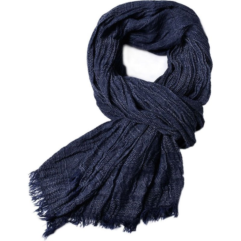 Écharpe Longue Froissée Pour Homme, Écharpe Solide Avec Pompon, 90x2020 Cm, N66, Collection Automne-Hiver 190