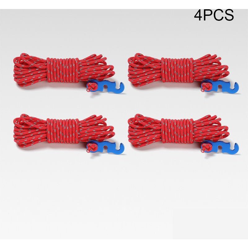 Corde Réfléchissante Pour Tente D'extérieur, 4 Pièces De 4m, Corde De Camping Légère Avec Boucle En Alliage D'aluminium, Corde Épaisse Pour Tente N66, Offre Spéciale