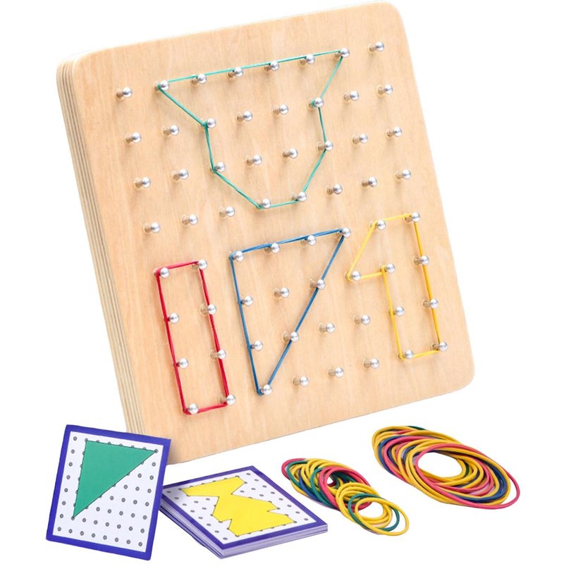 Ongles En Bois Montessori Geoboard Et 40 Élastiques Bébé Diy Puzzle Jouet Créatif Casse-Tête Graphique Jouets Éducatifs Stem Block Geoboard