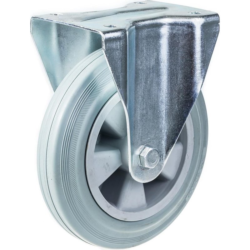 200mm 8" castor grey rubber tyre fixed strong 205kg capacity