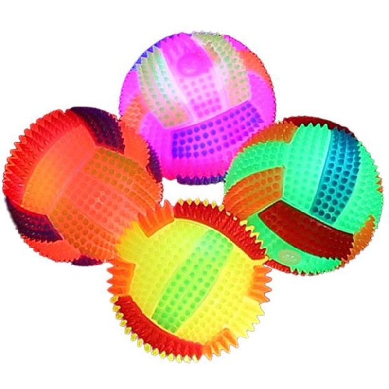 Balle De Caoutchouc Clignotante À Picots Lumineux, Balle Anti-Stress Douce Et Colorée, Jouets Avec Sifflet Pour Une Grande Faveur De Fête
