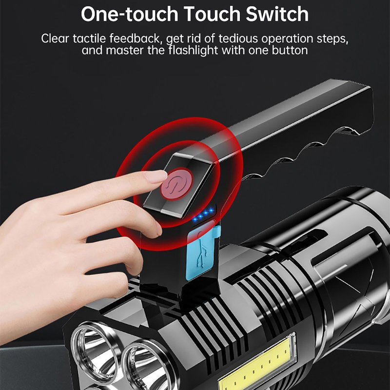 Lampe De Poche Rechargeable À Led, Torche De Travail, D'urgence, Imperméable, Pour Chasse Et Camping