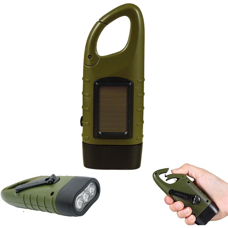 Lampe de poche LED Rechargeable à énergie solaire, à manivelle, équipement de survie, d'urgence, auto-alimentée