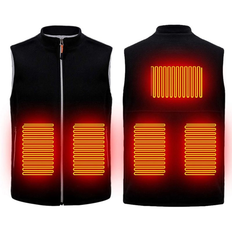 Veste Chauffante Électrique Pour L'hiver, Manteau Chauffant Usb, 3 Niveaux Réglables Avec 5 Coussins Chauffants, Chaleur Efficace