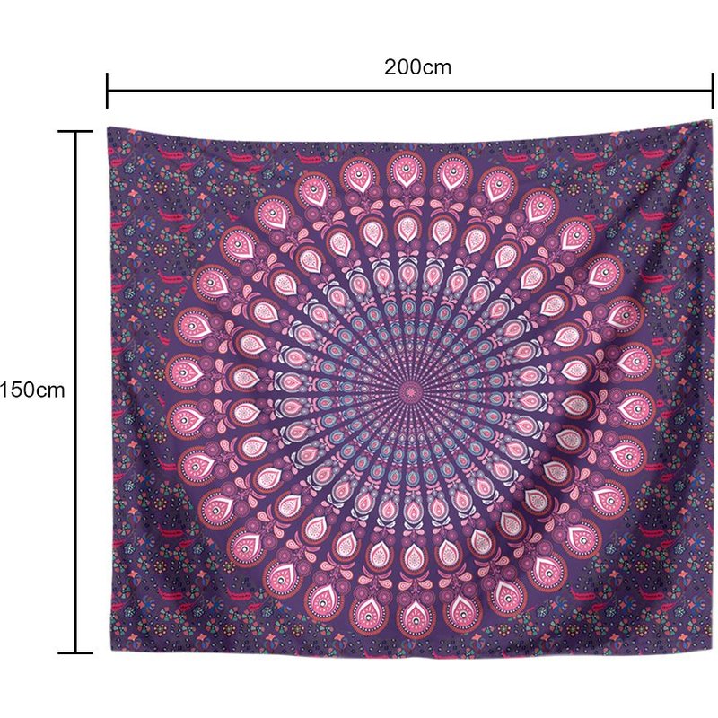 Tapisserie Mandala, Serviette De Plage Ronde Et Pliante, Tenture Murale Boho, Tapis De Camping, Couverture, Tapis De Pique-Nique En Plein Air, 200x150cm, Nouvelle Collection