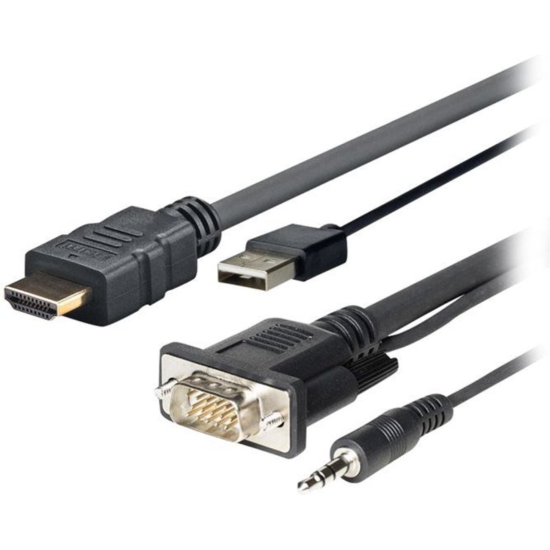VivoLink Pro - Câble HDMI - HDMI mâle pour USB, HD-15 (VGA), mini-phone stereo 3.5 mm mâle - 1 m