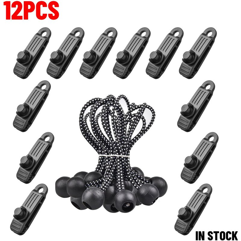 12 Pcs Tente Clip 20pcs Serrure De Corde Poignée Bâche Pinces Auvent Cordon Clip Urgent Snap Fixe Clip En Plastique Pour Tente Extérieure Couverture Pince