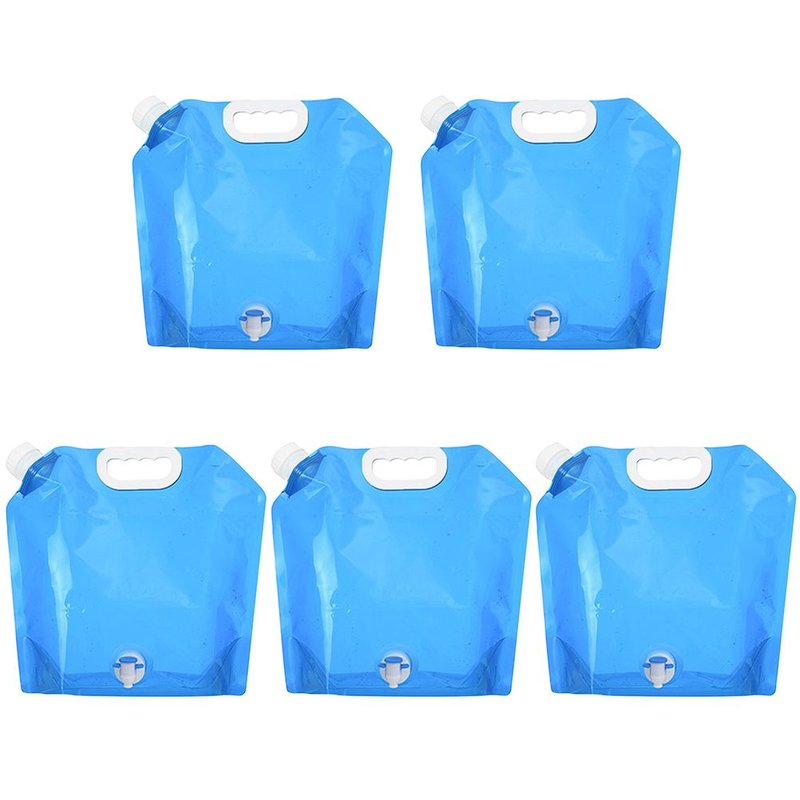 5 Sacs À Eau Portables D'extérieur Pliables, 5l/10l, Camping Randonnée Pique-Nique Barbecue Voiture Porte-Boisson, Stockage Pliable Cont
