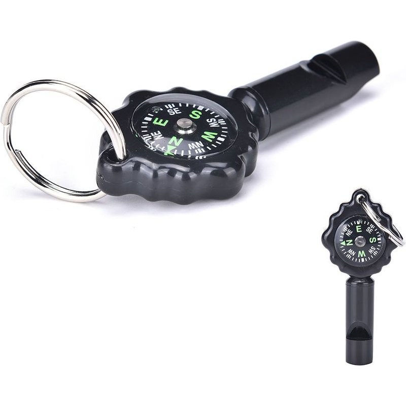 Sifflet Et Boussole D'urgence 2 En 1, Pour Camping En Plein Air, Randonnée, Outils Utiles, Couleur Noire, Vente En Gros, 1 Pièces, Haute Qualité