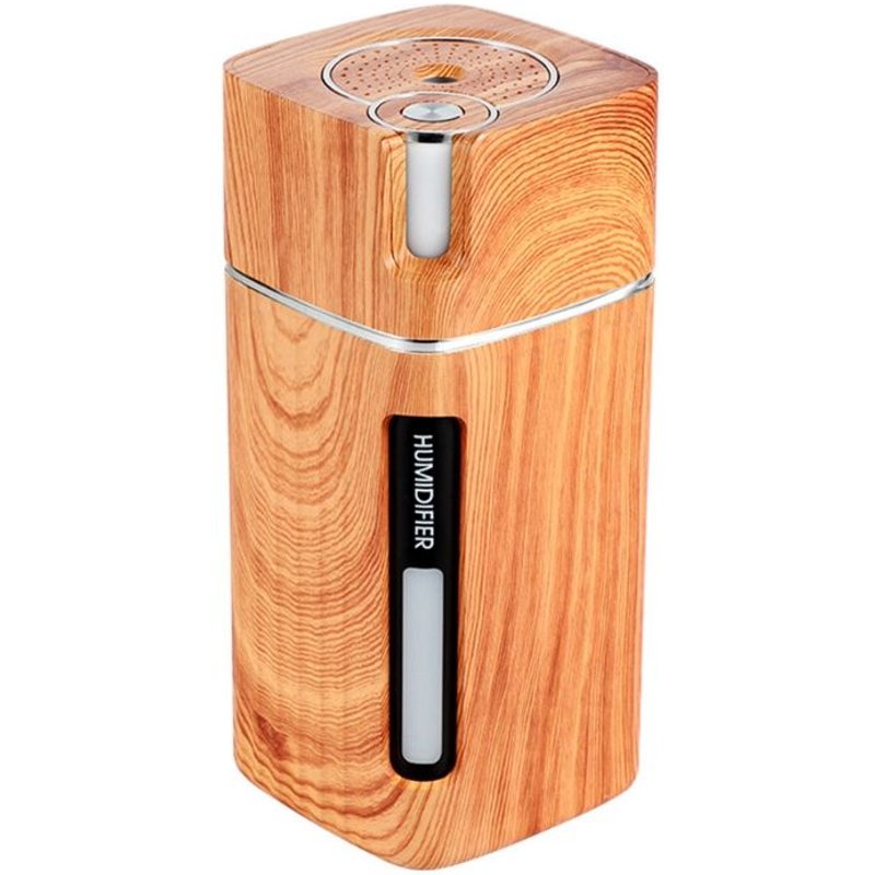 Mini humidificateur d'air Portable Ă Grain de bois, USB, brumisateur frais, diffuseur d'arĂ´me avec lampe de nuit LED