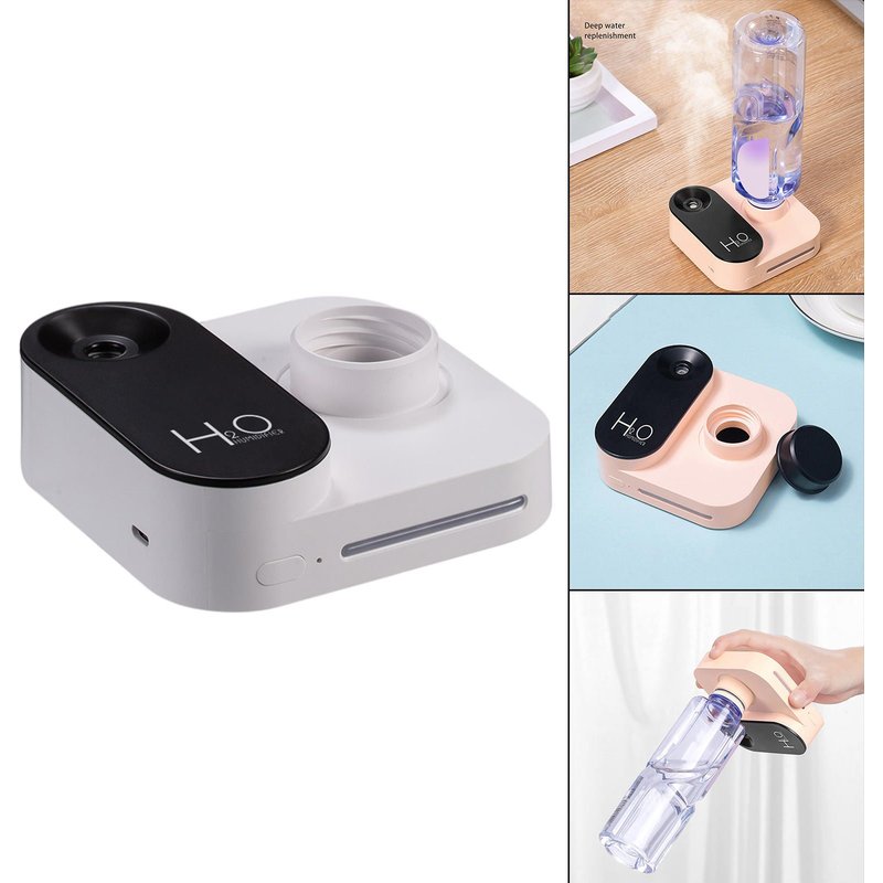 Humidificateur de bouteille d'eau minérale à ultrasons, diffuseur d'huile essentielle et d'arôme en forme de caméra pour voyage, brume fraîche avec veilleuse