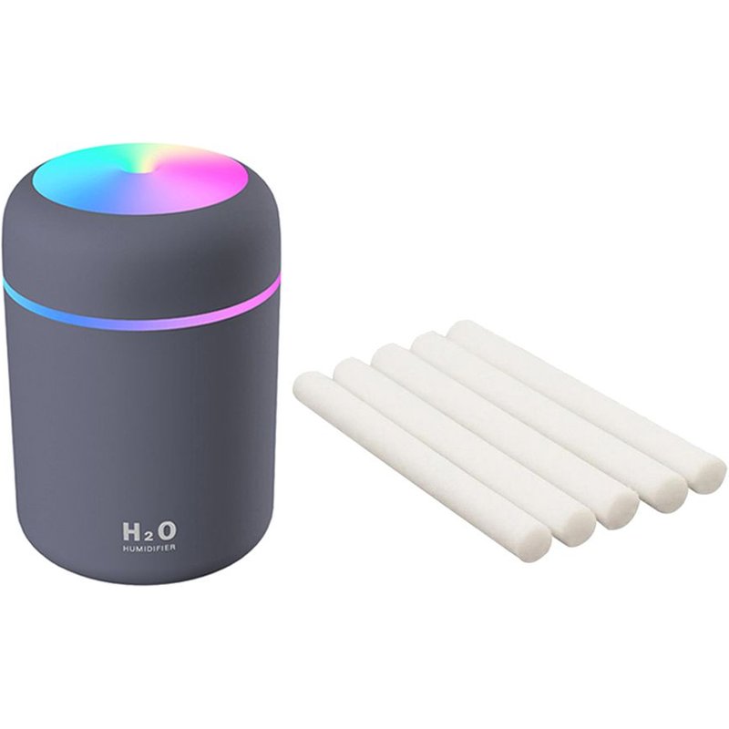 Mini humidificateur d'air électrique, diffuseur d'huile essentielle, parfum USB, brume d'air pour le bureau et la voiture + 5 paquets de bâtons filtrants en coton