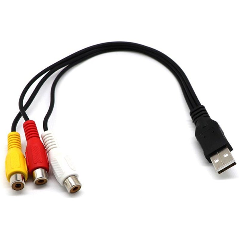 Câble adaptateur TV 1.5m 5ft USB mâle A à 3 RCA AV A/V, câble Audio et vidéo pour décodeur TV Consoles de jeux