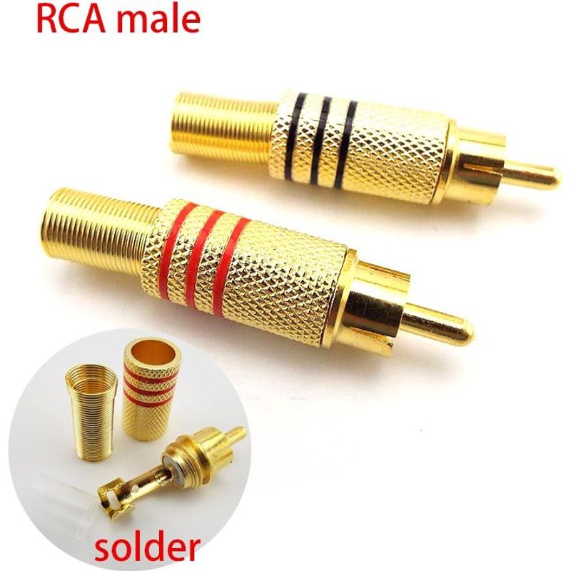 Connecteur mâle RCA plaqué or, 6 pièces/lot, 3 paires, adaptateur Jack Audio-vidéo, Type à souder pour câble RCA