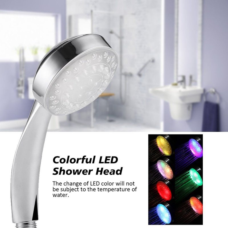 Pommeau de douche automatique magique, 7 couleurs, 5 LED, pluie, simple, rond, pour bain d'eau, salle de bain, RC-9816