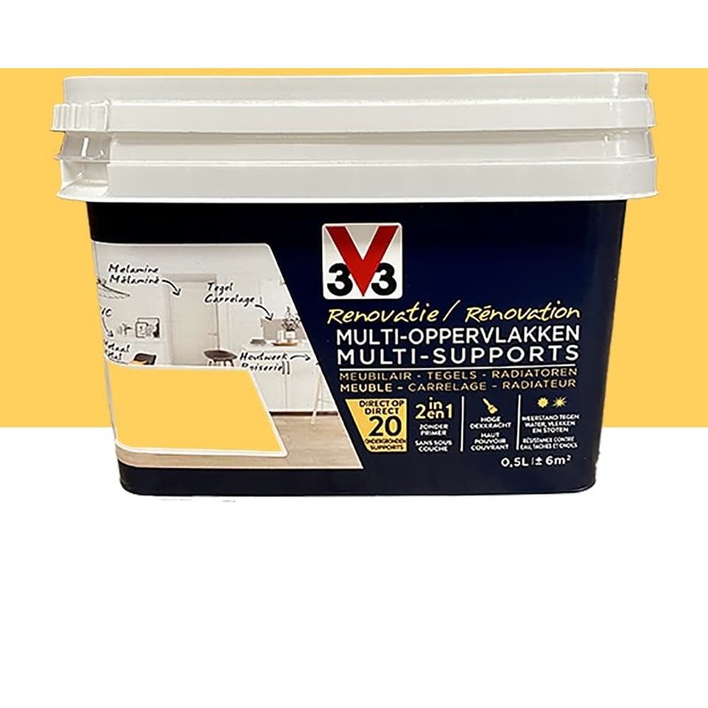 Peinture V33 Rénovation Multi-Supports Jaune tournesol 0,5 L
