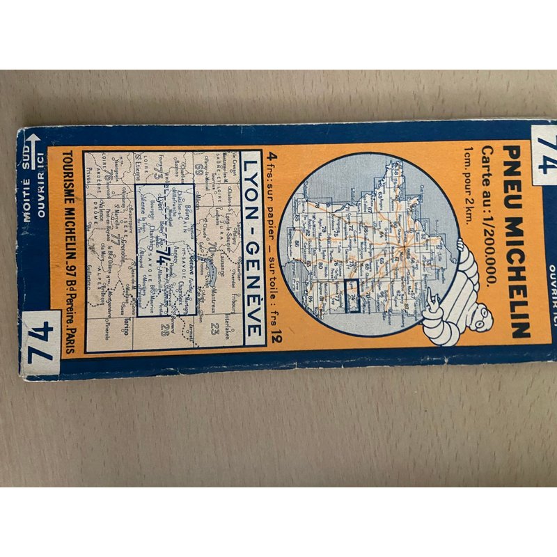 Carte Michelin 74 Ancienne 1950