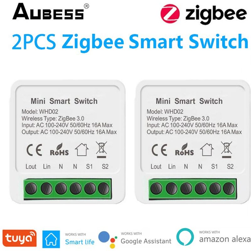 Tuya ZigBee MIni 3.0 Module de commutateur 16A maison intelligente bricolage disjoncteur 1 2 3 4 gangs prend en charge le contrĂ´le Ă 2 voies fonctionne avec Alexa Google Home