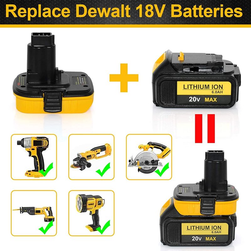 Adaptateur de batterie 20V DCA1820 pour outils Dewalt, convertisseur de batterie au Lithium 20V pour DC9096 DE9098 DE9096 avec USB