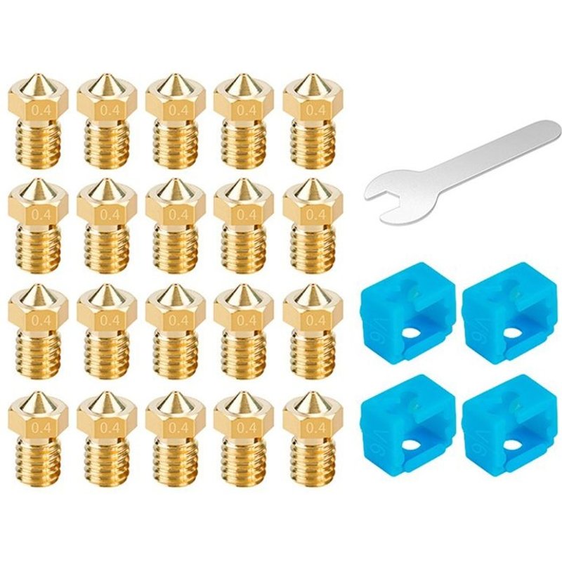 Ensemble de clés pour bloc chauffant, buse en laiton M6, filetage V6, Hotend, 0.4mm, pour extrudeuse, Filament 1.75mm, pièces d'imprimante 3D 3XUE, 25 pièces