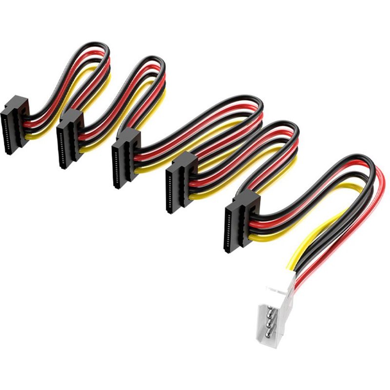 Adaptateur d'alimentation pour disque dur SATA 18awg 3.5/2.5 pouces, 1 à 5, cordon de séparation en cuivre étamé, 4 broches à 15 broches