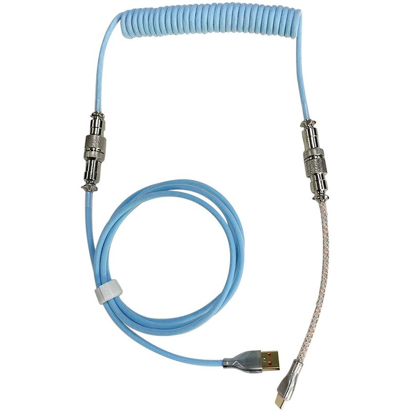 Câble enroulé USB Type C pour clavier mécanique, 2.8m, rétro-éclairage rvb, connecteur de fil enroulé d'aviateur en spirale, paracorde