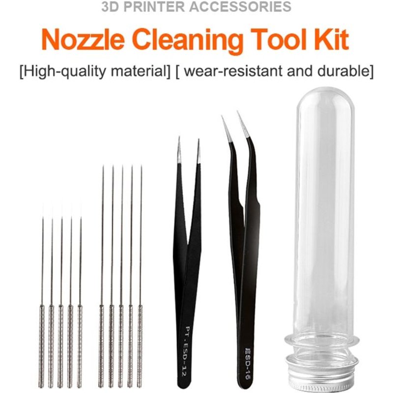 Kit d'outils de nettoyage de buses d'imprimante 3D, aiguilles, pincettes, Filament, accessoires de nettoyage, mèches, 0.4mm, 0.35mm