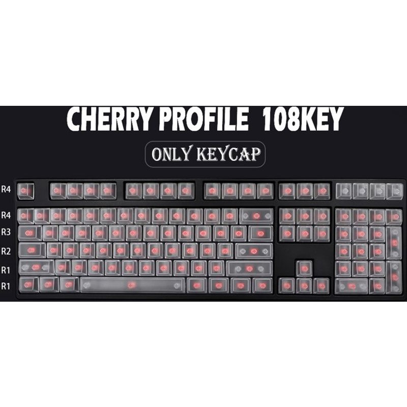 Capuchons de touches de clavier transparents, 108 touches avec rétro-éclairage, hauteur cerise, pour clavier mécanique, bricolage