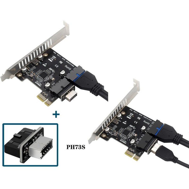 Adaptateur PCI-E vers 2 ports USB 3.0, carte d'extension PCI Express Super rapide avec connecteur interne 19/20 broches pour Windows