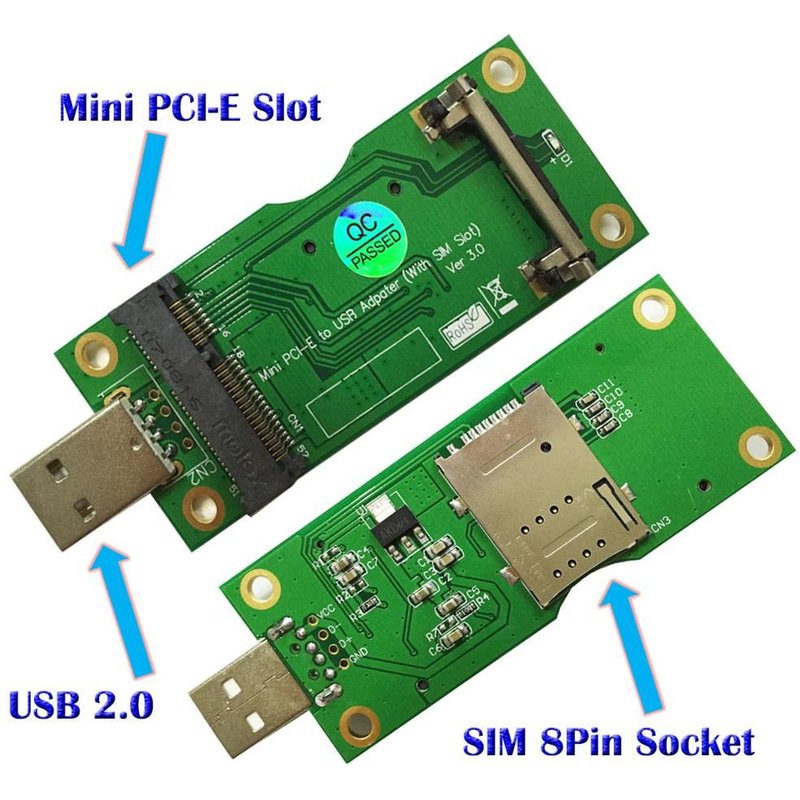 Mini carte PCI-E sans fil à adaptateur USB, haute qualité, avec carte SIM 8 broches pour Module WWAN/LTE