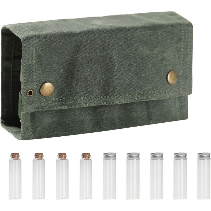 Ensemble De Bouteilles D'épices D'extérieur, Toile De Cire Pliante Portable Étanche Grande Capacité Camping Randonnée Brousse Pique-Nique Barbecue Sac D'assaisonnement