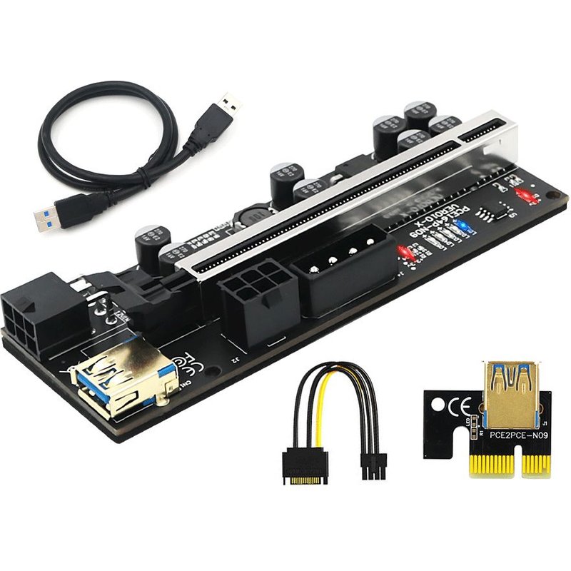 câble USB 3.0 PCI-E Riser VER010-X Express, pour extension de carte vidéo X16 6P vers câble SATA, carte PCI-E Riser pour le minage