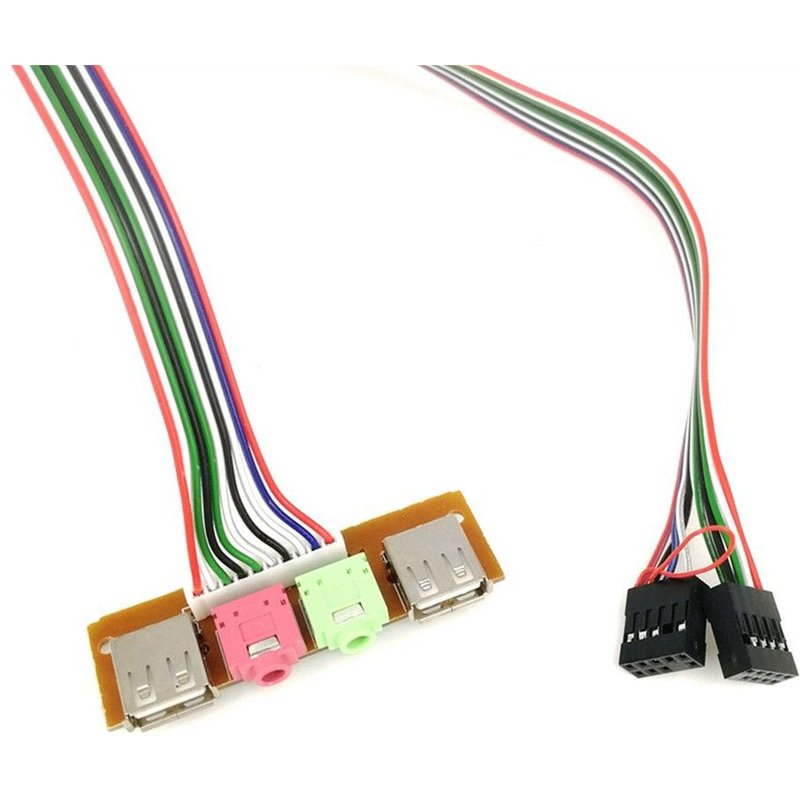 Câble pour écouteurs et Microphone USB, 2 Ports Audio, 6.8CM, étui d'ordinateur, panneau avant