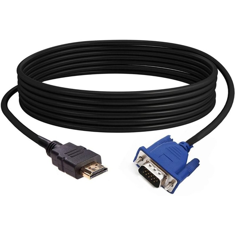 Câble HDMI vers VGA 15 broches de 1.8m, adaptateur vidéo 1080P, cordon mâle vers mâle pour affichage de projecteur HDTV