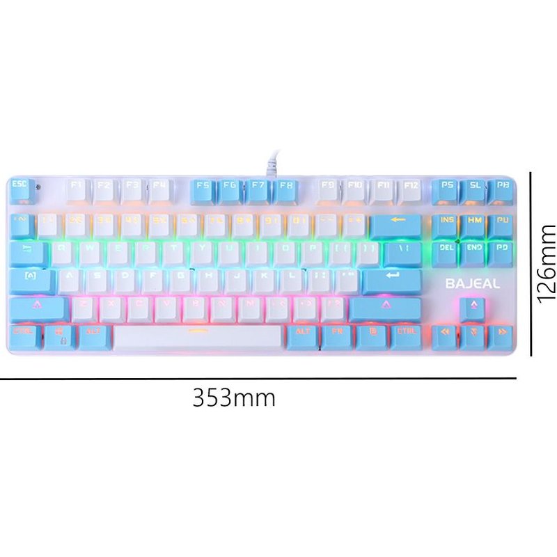 Clavier de jeu filaire USB, 2 couleurs, 87 touches, pour ordinateur portable, eSports, cybercafé