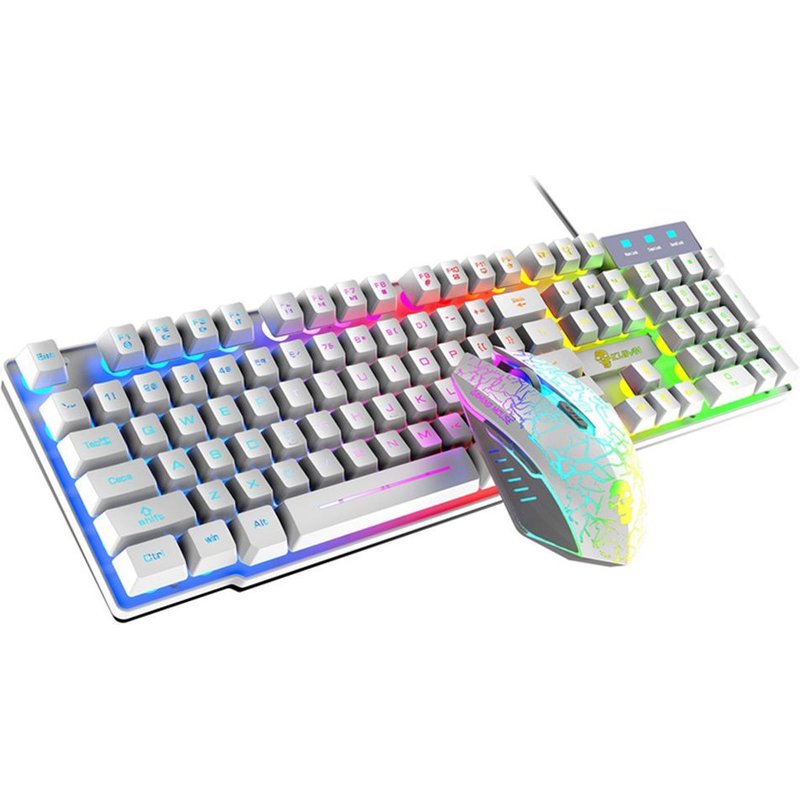 Ensemble clavier de jeu 3-en-1, Kit de tapis de souris filaire, rétroéclairage LED RBG 2400DPI, fournitures pour ordinateur de bureau
