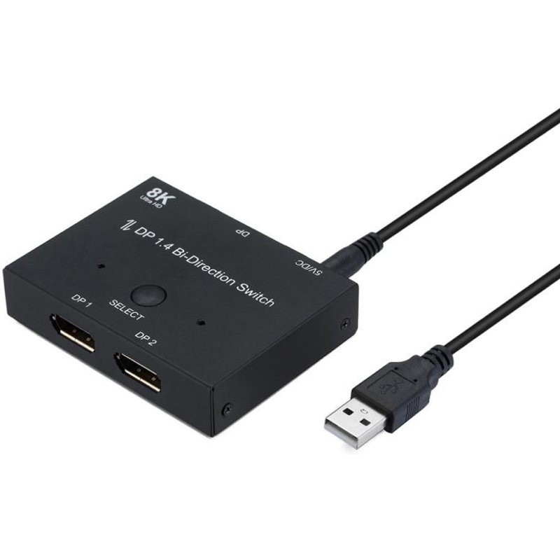 interrupteur séparateur DP 2021, 2 Ports bidirectionnel, convertisseur Ultra HD, HDCP 3D, 8K @ 60Hz, 4K @ 1.4Hz, pour commutateur KVM, 144