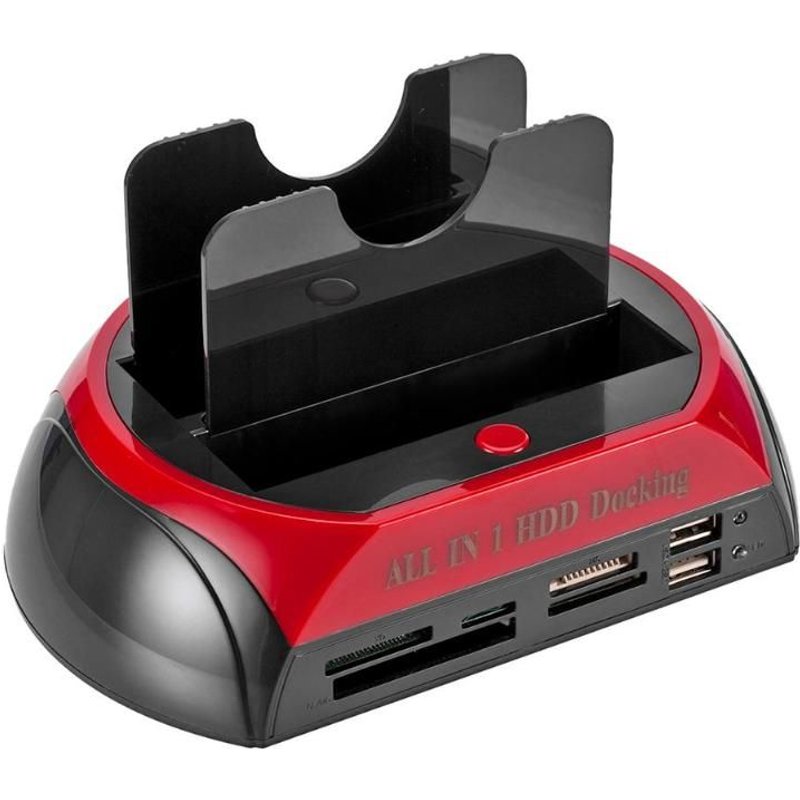 Station d'accueil Double Dock pour disque dur SATA IDE, 2.5 pouces, 3.5 pouces, boîtier Hub, caddie avec câble USB, adaptateur secteur