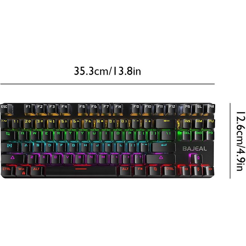 Clavier de jeu mécanique filaire avec rétro-éclairage blanc, 87 touches, pour Windows XP/win7/8, IOS, PC de bureau, ordinateur portable, sans conflit