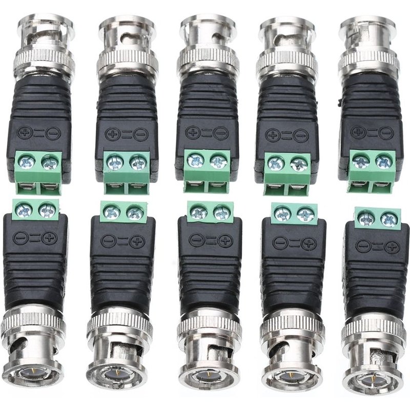 Connecteur mâle BNC Coaxial CAT5, adaptateur vidéo Balun, fiche pour caméra CCTV, câbles Cat5 Cat6, 10 pièces/lot