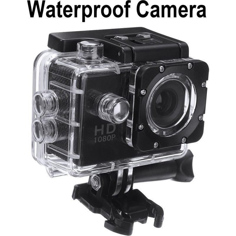 1 ensemble caméra d'action 140 degrés 2.0 pouces Full HD, caméscope vidéo de Sport étanche pour plongée et équitation en plein air